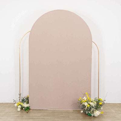 8ft Matte Nude Spandex Fitted Wedding Arch Cover For Round Top Chiara Backdrop Stand - Backdrops