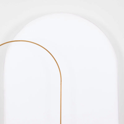 8ft Matte White Spandex Fitted Wedding Arch Cover For Round Top Chiara Backdrop Stand - Backdrops