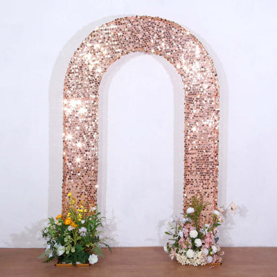 8ft Rose Gold Double Sided Big Payette Sequin Open Arch Wedding Arch Cover U-Shaped Fitted Wedding Backdrop Slipcover