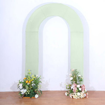 8ft Sage Green Spandex Fitted Open Arch Wedding Arch Cover Double-Sided U-Shaped Backdrop Slipcover - Backdrops