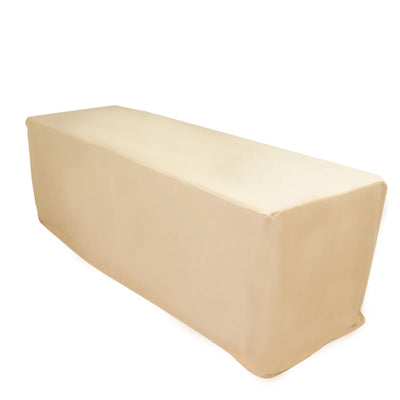 8ft Scuba Rectangular Fitted Tablecloth Beige â€“ Wrinkle-Free Stain Resistant - Tablecloths
