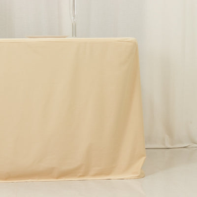 8ft Scuba Rectangular Fitted Tablecloth Beige â€“ Wrinkle-Free Stain Resistant - Tablecloths