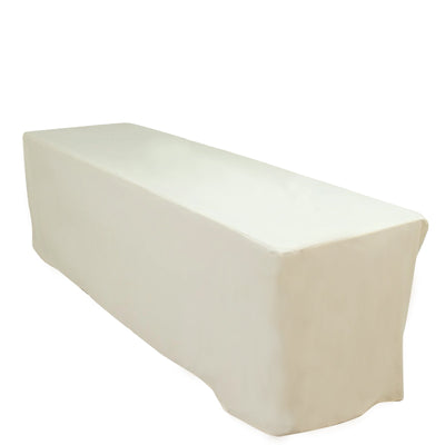 8ft Scuba Rectangular Fitted Tablecloth Ivory â€“ Wrinkle-Free Stain Resistant - Tablecloths