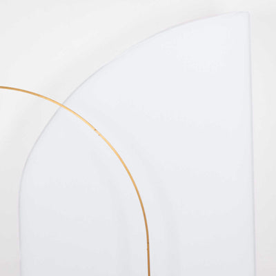 8ft White Spandex Fitted Wedding Arch Cover For Half Moon Top Chiara Backdrop Stand - Backdrops