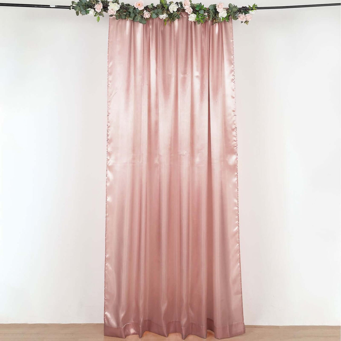 8ftx10ft Dusty Rose Satin Event Curtain Drapes, Backdrop Event Panel