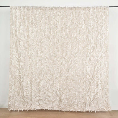 8ftx8ft Beige 3D Leaf Petal Taffeta Event Curtain Drapes Backdrop Event Panel With Rod Pocket - Backdrops