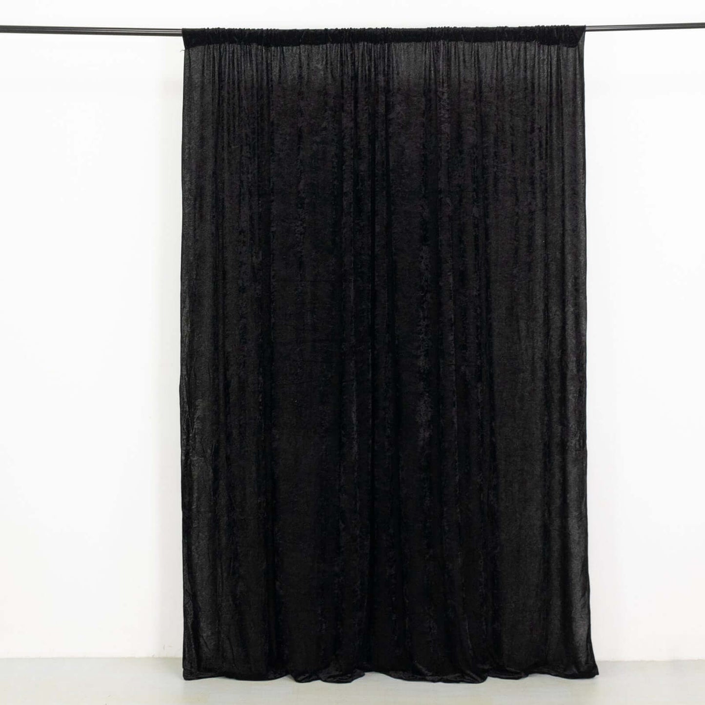 Black Crushed Velvet Backdrop Curtain â€“ 8ft x 8ft Event Drape with Rod Pocket, Privacy Panel for Photo Booths & Events