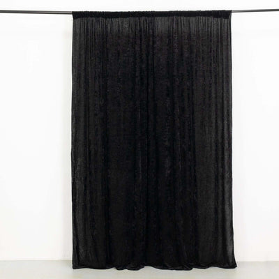 Black Crushed Velvet Backdrop Curtain â€“ 8ft x 8ft Event Drape with Rod Pocket, Privacy Panel for Photo Booths & Events