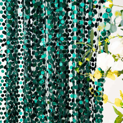 8ftx8ft Hunter Emerald Green Big Payette Sequin Event Curtain Drapes, Backdrop Event Panel