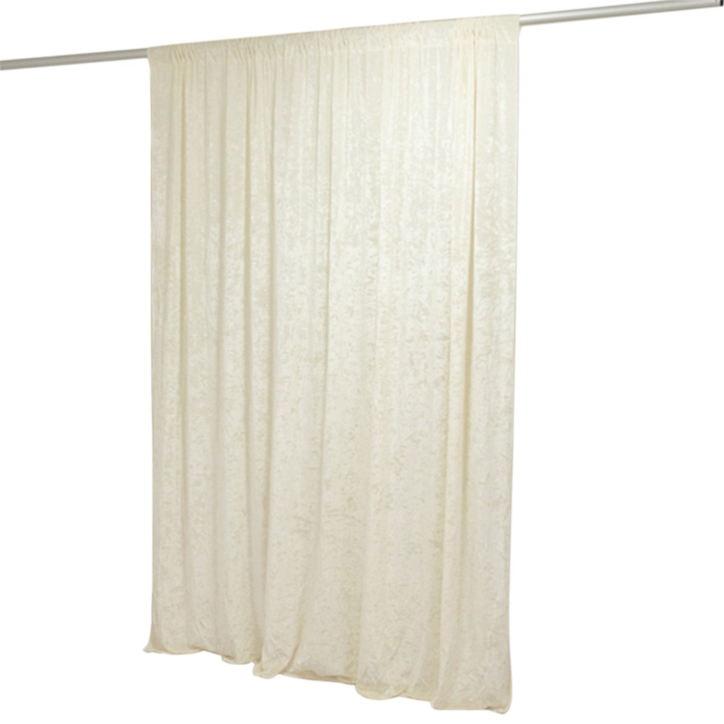 Ivory Crushed Velvet Backdrop Curtain â€“ 8ft x 8ft Event Drape with Rod Pocket, Privacy Panel for Photo Booths & Events