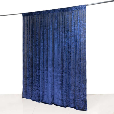 Navy Blue Crushed Velvet Backdrop Curtain â€“ 8ft x 8ft Event Drape with Rod Pocket, Privacy Panel for Photo Booths & Events