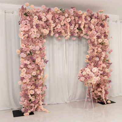 8ftx8ft Roll Up Flower Backdrop for Arch Stand Dusty Rose with Fabric Backing - Artificial Silk Roses Hydrangeas &