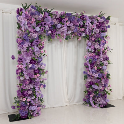 8ftx8ft Roll Up Flower Backdrop for Arch Stand Lavender Lilac with Fabric Backing - Artificial Silk Roses Hydrangeas &