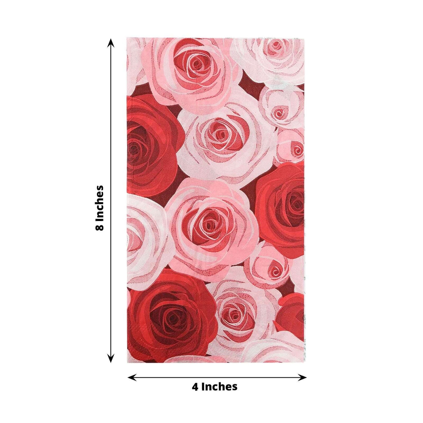 50-Pack Paper Dinner Napkins with Rose Floral Print Red/Pink 2 Ply - Stylish Boho Napkins for Events