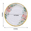 25-Pack Paper 9" Round Dinner Plates White with Peony Floral Design & Gold Rim - Disposable Floral Party Plates for Brunches & Afternoon Teas