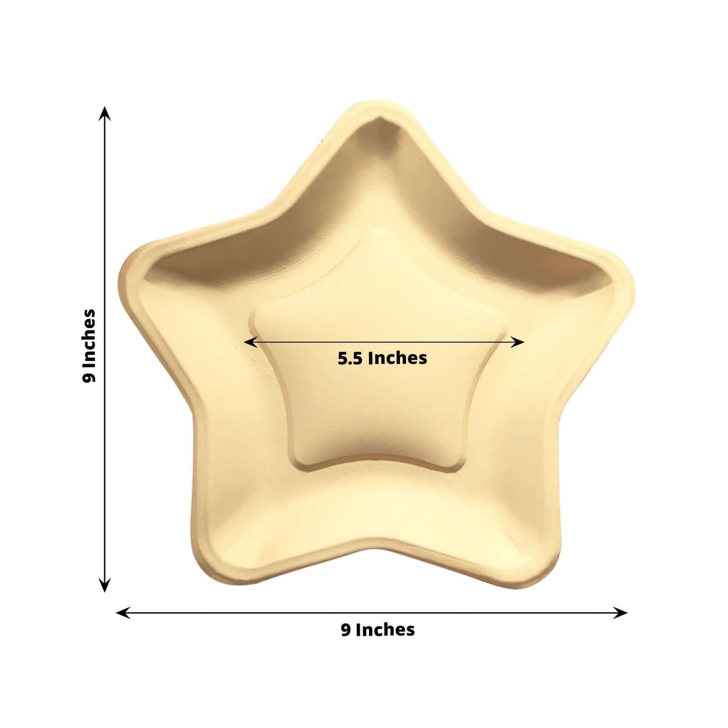 25-Pack Paper Star Shaped Dinner Plates Matte Gold - Eco-friendly Disposable 300GSM Party Plates for Starry-Themed Events 9"