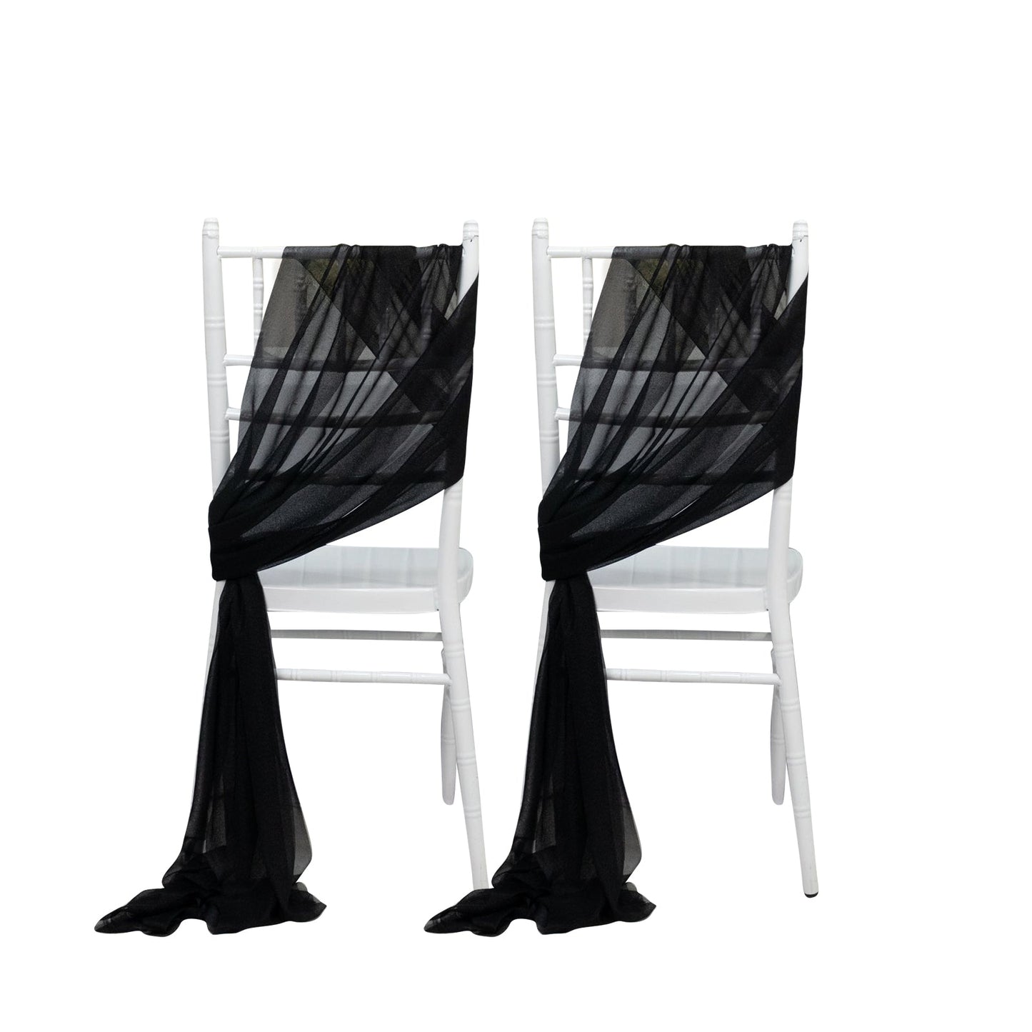 20-Pack Sheer Chair Drape Decor in Black â€“ 9ft Shimmer Sash, Wrinkle-Free