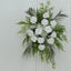 Artificial Wedding Arch Flowers â€“ Ivory Rose & Chrysanthemum Swag with Greenery and Palm Leaves