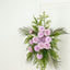Artificial Wedding Arch Flowers â€“ Lavender Lilac Rose & Chrysanthemum Swag with Greenery and Palm Leaves