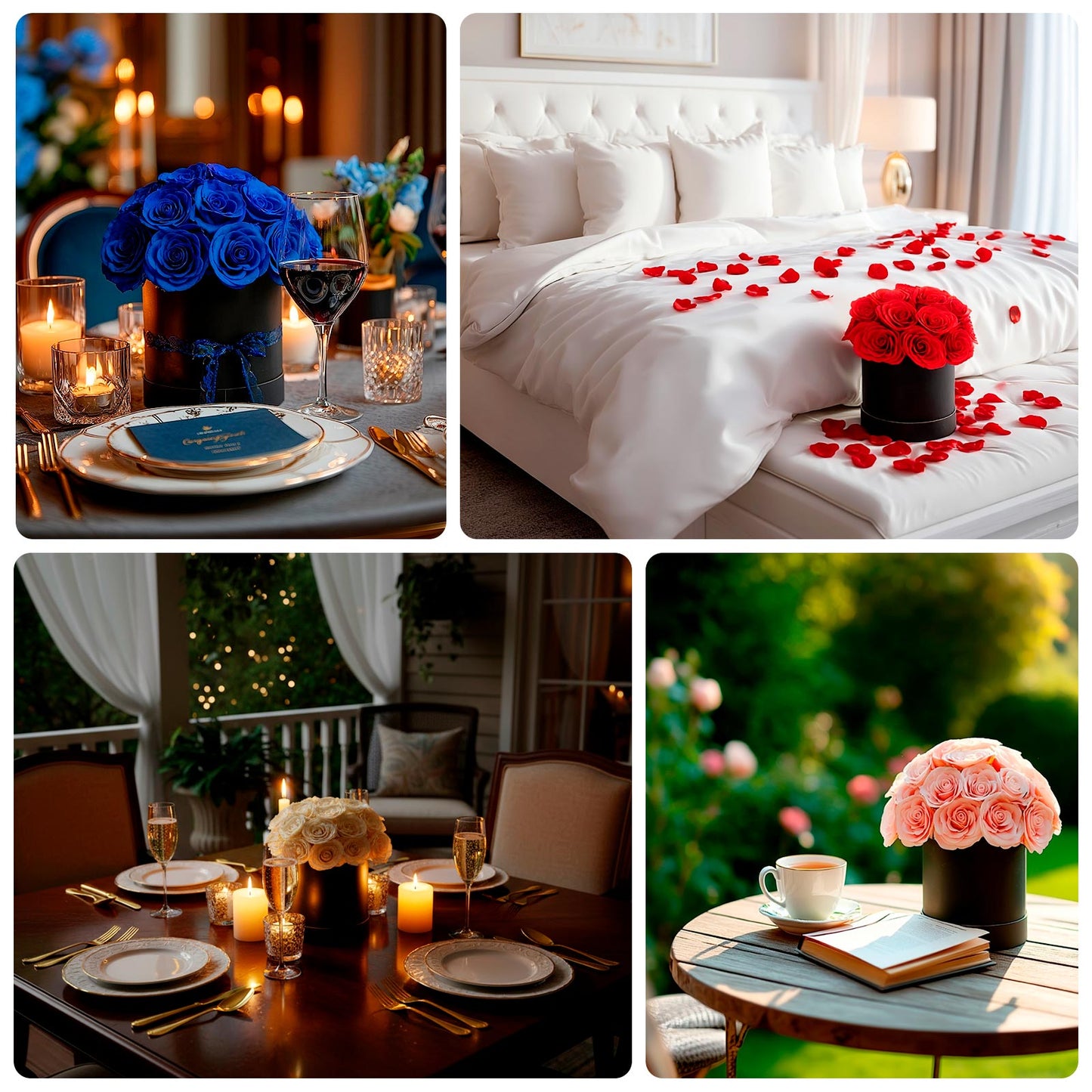 Blush Prearranged Rose Centerpiece Arrangement, 27pcs Roses with Black Round Gift Box