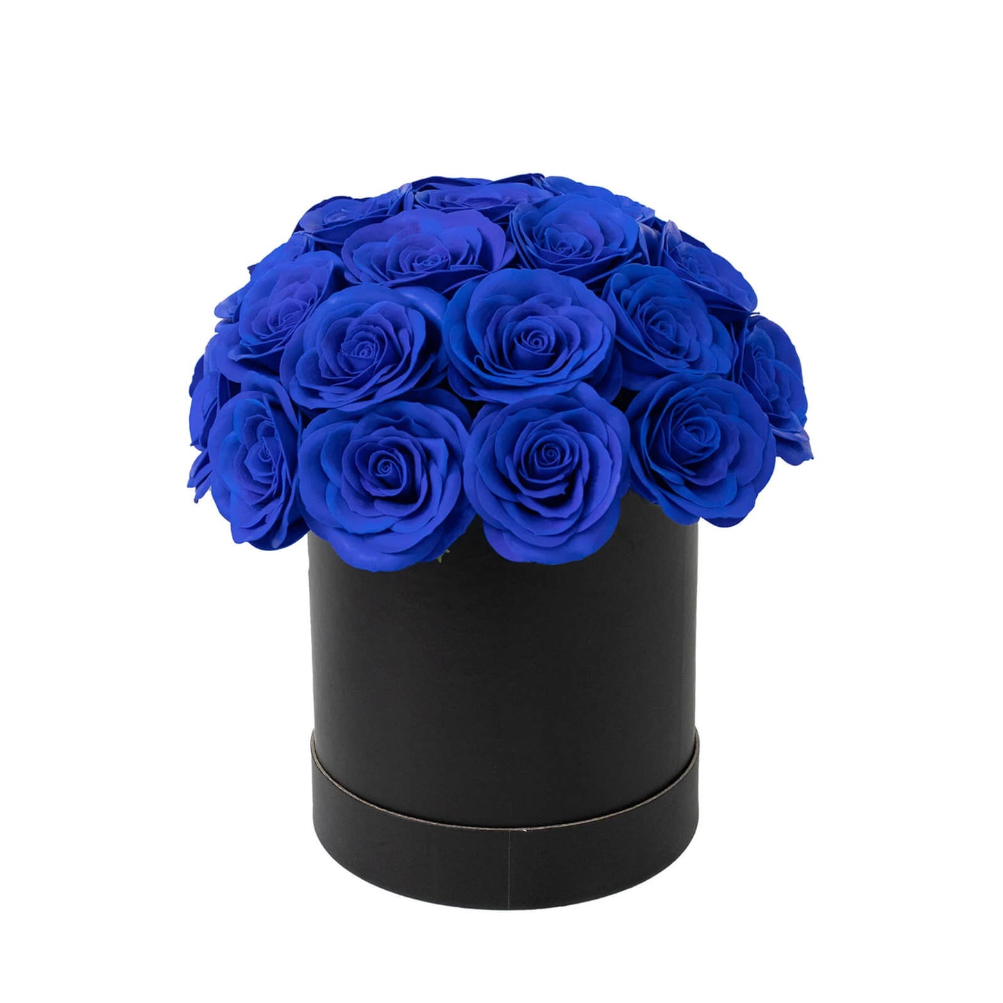 Royal Blue Prearranged Rose Centerpiece Arrangement, 27pcs Roses with Black Round Gift Box