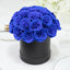 Royal Blue Prearranged Rose Centerpiece Arrangement, 27pcs Roses with Black Round Gift Box