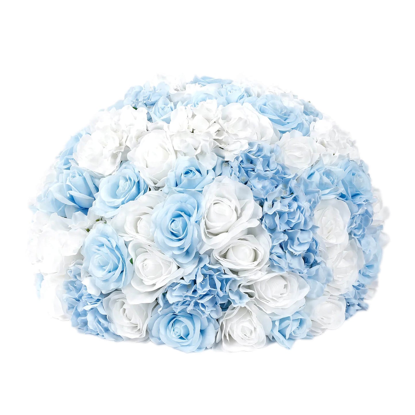 Pre-Arranged Silk Rose Wedding Centerpiece, Light Blue Artificial Rose Flower Balls Arrangement Table Decor - 20"