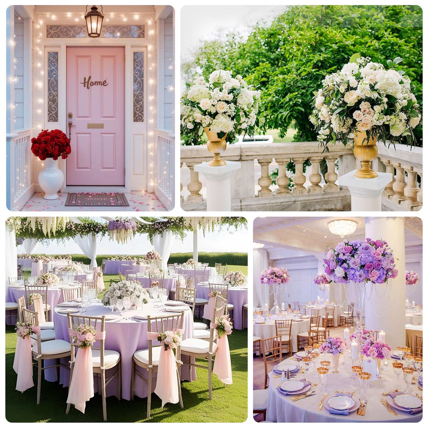 22-Inch Lavender Lilac Silk Flower Grand Centerpiece â€“ Pre-Arranged Artificial Rose, Hydrangea & Chrysanthemum Ball for Wedding & Event DÃ©cor