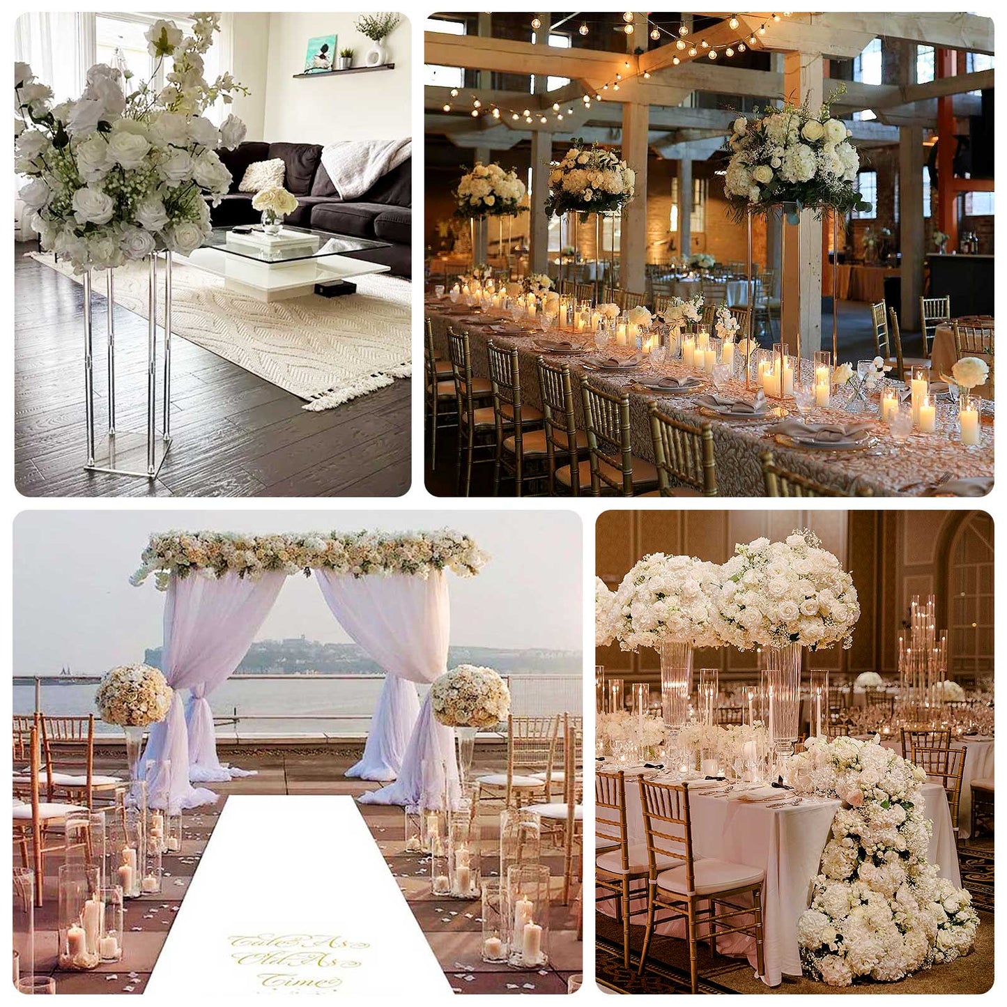 22-Inch White Silk Rose Grand Centerpiece â€“ Pre-Made Artificial Flower Ball for Wedding & Party DÃ©cor