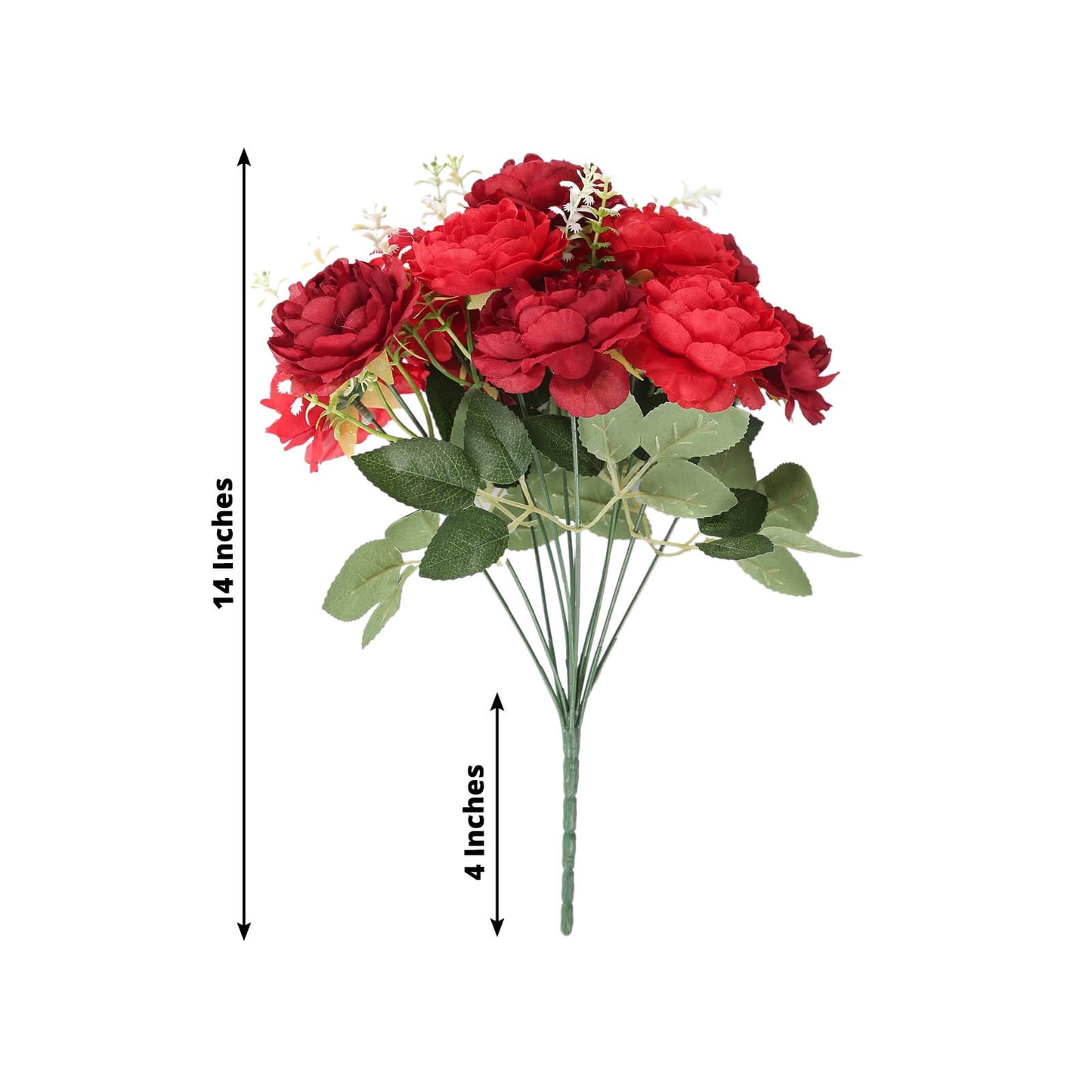 2-Pack Silk Peony Bouquet 14" Burgundy â€“ Lifelike Artificial Flower Arrangement for Vase Display, Events & Everyday Decor