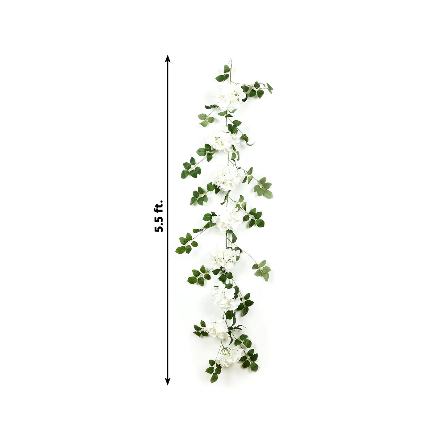 2-Pack Ivory Artificial Hydrangea Garland 5.5ft â€“ Artificial Silk Floral Vine with Green Leaves