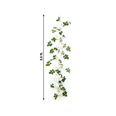 2-Pack Ivory Artificial Hydrangea Garland 5.5ft â€“ Artificial Silk Floral Vine with Green Leaves