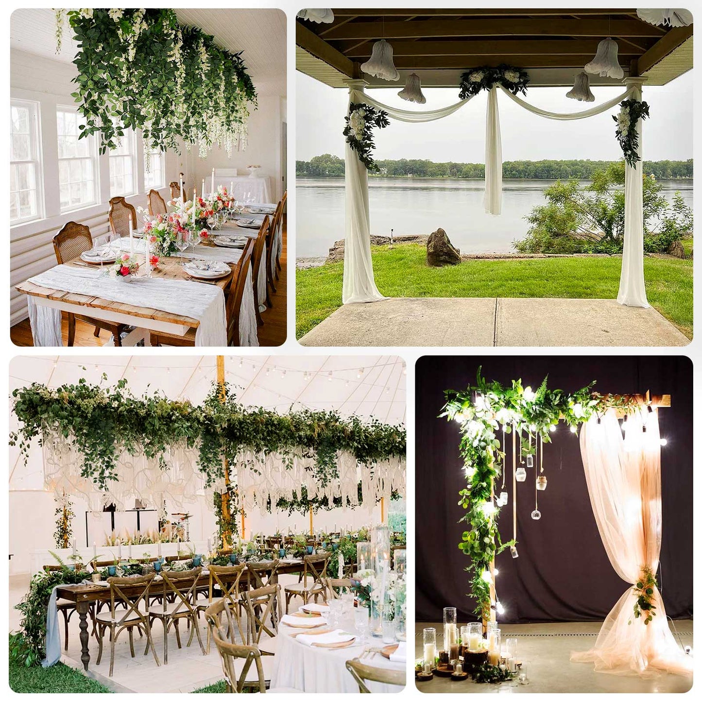 3-Pack Silk Rose Leaf Hanging Plants 40" â€“ Realistic Artificial Greenery Vines for Home, Patio & Event Styling