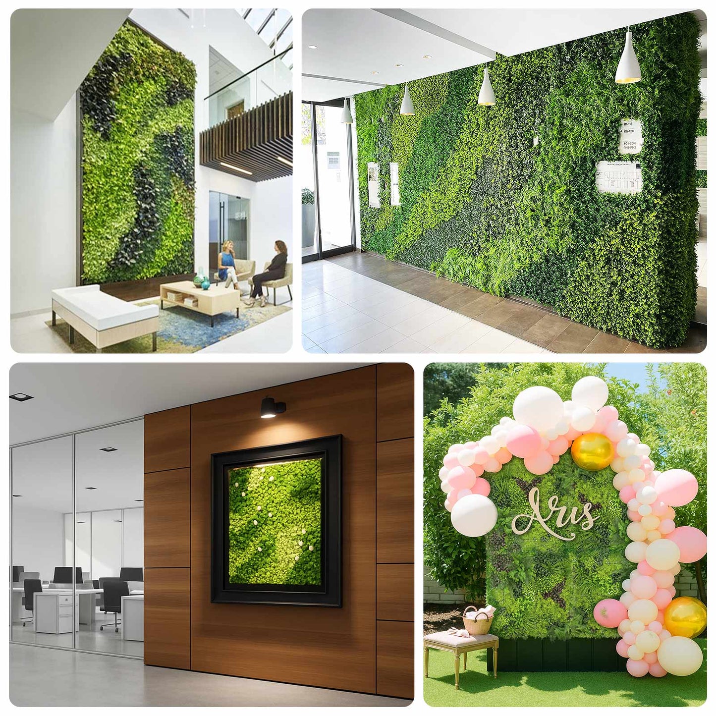 Artificial Greenery Wall Backdrop Panels, 40"Ã—40" Grass Panels with Mixed Fern and Ivy Leaves, UV-Protected for Outdoor Use â€“ 2 Panels, Covers 22 Sq. Ft.