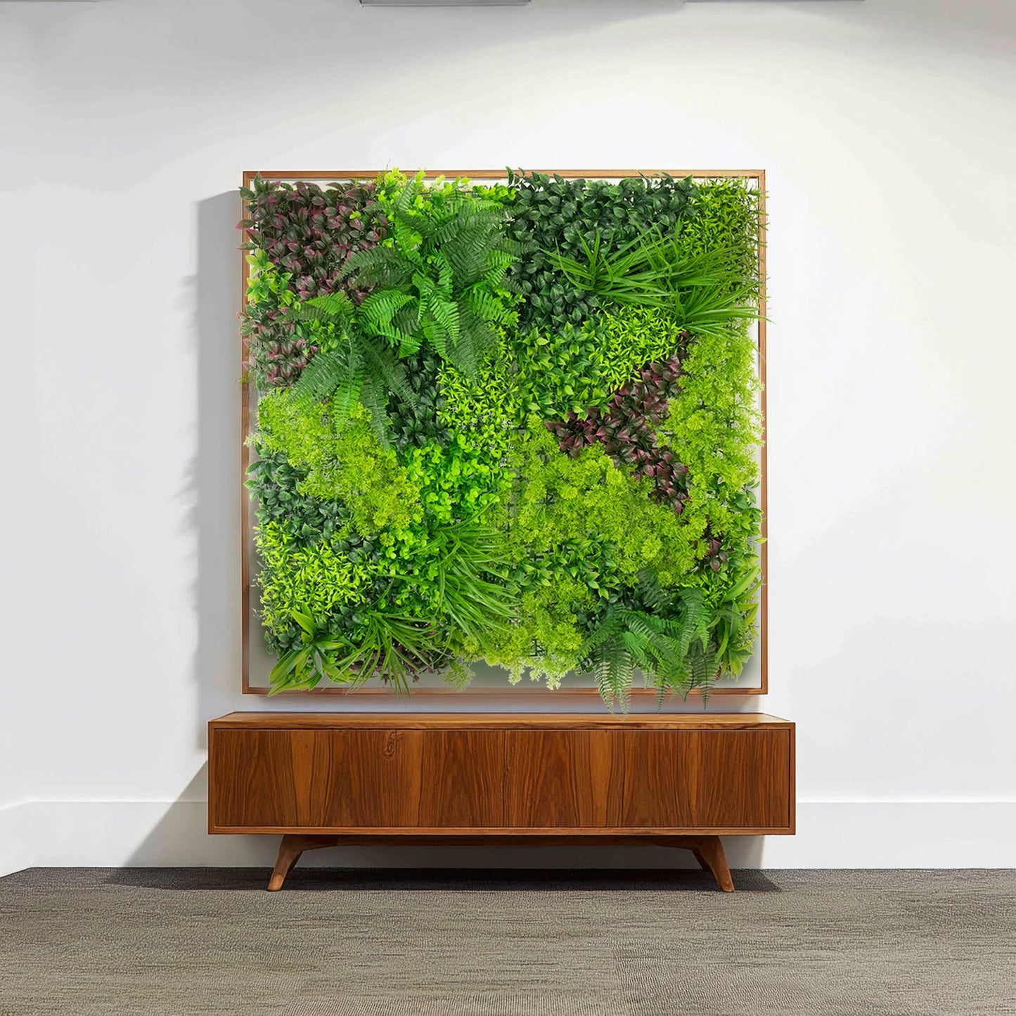 Artificial Greenery Wall Backdrop Panels, 40"Ã—40" Grass Panels with Mixed Fern and Ivy Leaves, UV-Protected for Outdoor Use â€“ 2 Panels, Covers 22 Sq. Ft.