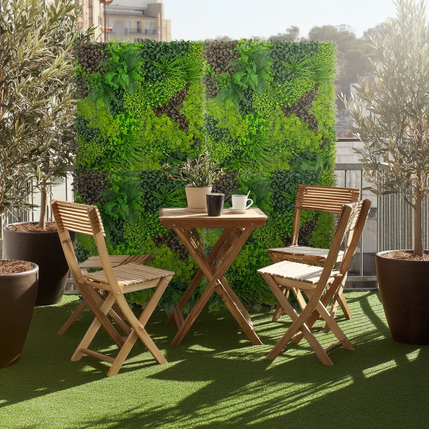 Artificial Greenery Wall Backdrop Panels, 40"Ã—40" Grass Panels with Mixed Fern and Ivy Leaves, UV-Protected for Outdoor Use â€“ 2 Panels, Covers 22 Sq. Ft.