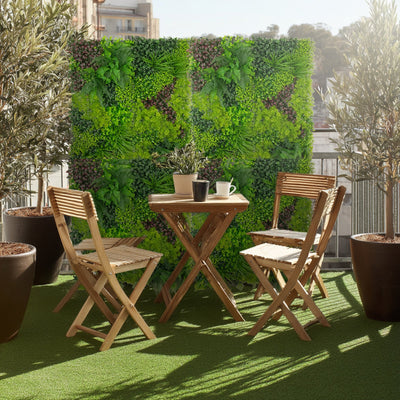 Artificial Greenery Wall Backdrop Panels, 40"Ã—40" Grass Panels with Mixed Fern and Ivy Leaves, UV-Protected for Outdoor Use â€“ 2 Panels, Covers 22 Sq. Ft.