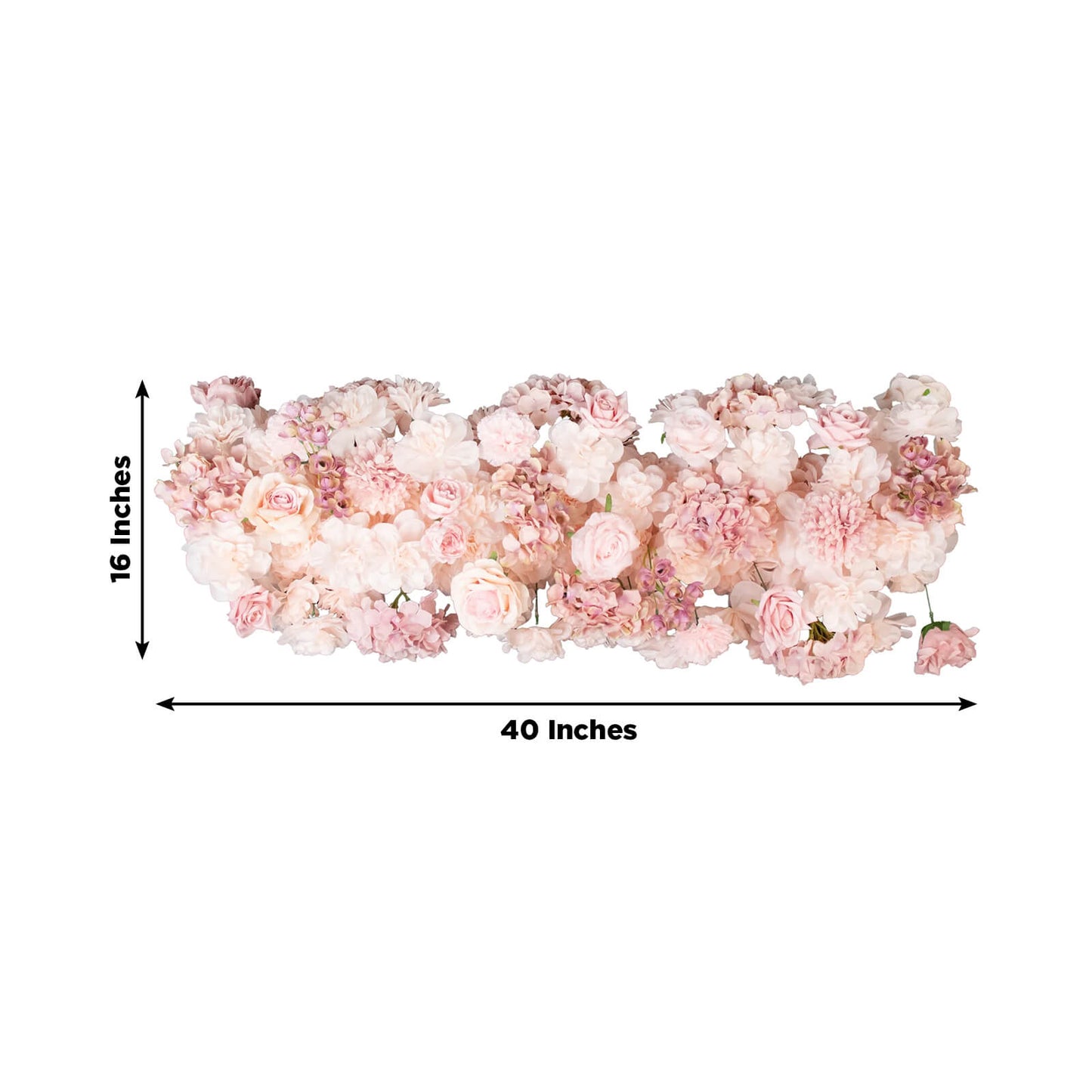 Pre-Arranged Silk Flower Table Runner 40"x16" Mixed Dusty Rose â€“ Roses, Hydrangeas, Chrysanthemums & Peonies for Wedding Table & Arch Decor