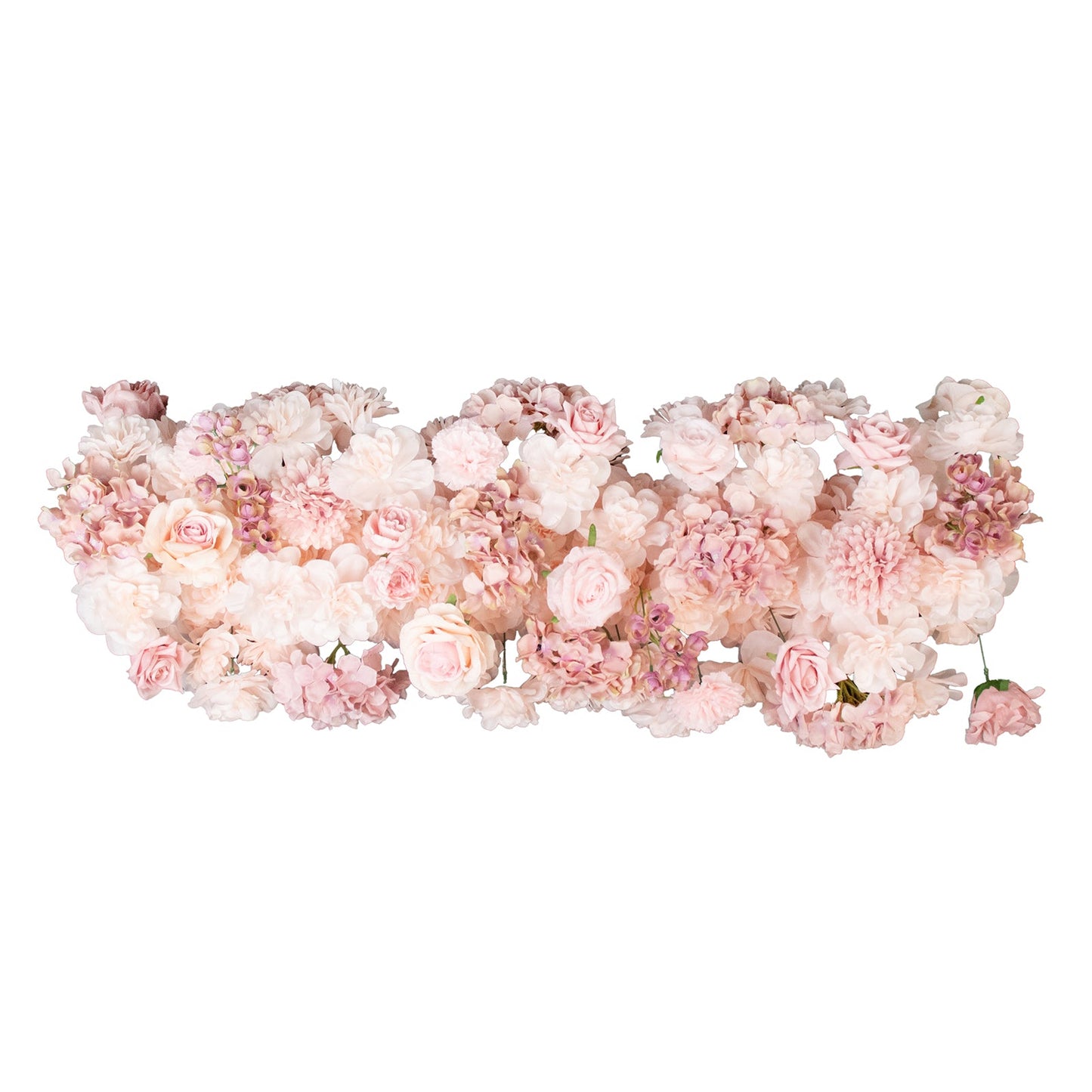 Pre-Arranged Silk Flower Table Runner 40"x16" Mixed Dusty Rose â€“ Roses, Hydrangeas, Chrysanthemums & Peonies for Wedding Table & Arch Decor
