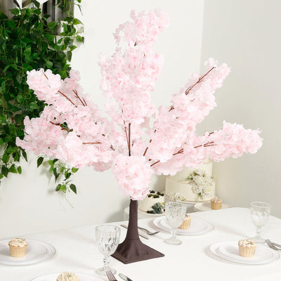 Silk Cherry Blossom Tree Centerpiece 3ft Blush â€“ Lifelike Artificial Sakura Wishing Tree with Metal Base