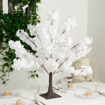 Silk Cherry Blossom Tree Centerpiece 3ft White â€“ Lifelike Artificial Sakura Wishing Tree with Metal Base