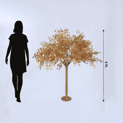 5ft Golden Faux Leaf Trees with Natural-Look Trunks â€“ Floor DÃ©cor for Venues & Events