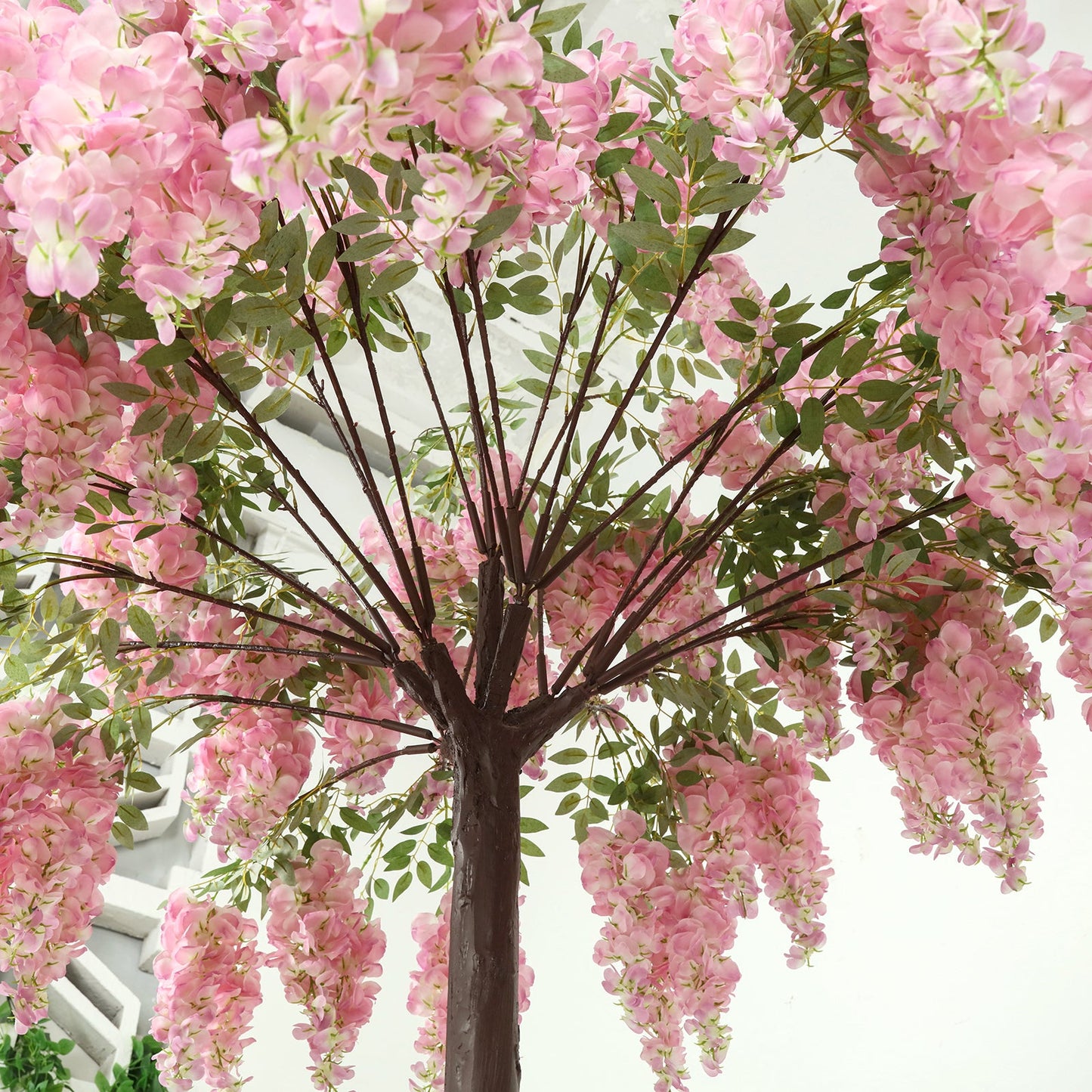 5ft Freestanding Blush Wisteria Artificial Tree â€“ Cascading Silk Flower Display for Weddings & Events