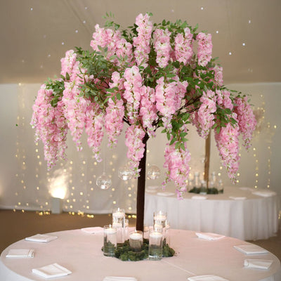 5ft Freestanding Blush Wisteria Artificial Tree â€“ Cascading Silk Flower Display for Weddings & Events