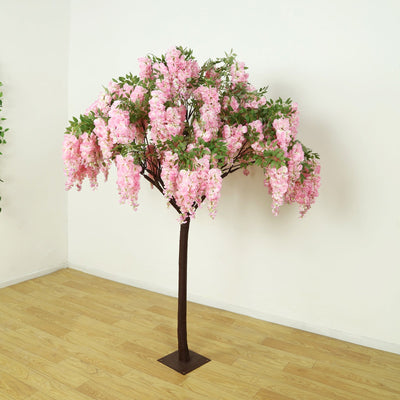 7ft Freestanding Blush Wisteria Artificial Tree â€“ Cascading Silk Flower Display for Weddings & Events