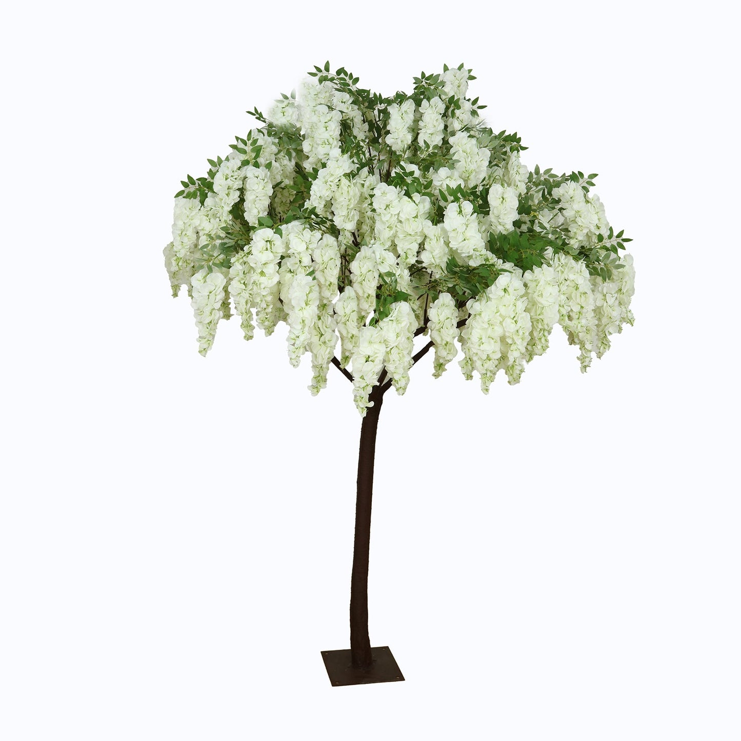 7ft Freestanding White Wisteria Artificial Tree â€“ Cascading Silk Flower Display for Weddings & Events
