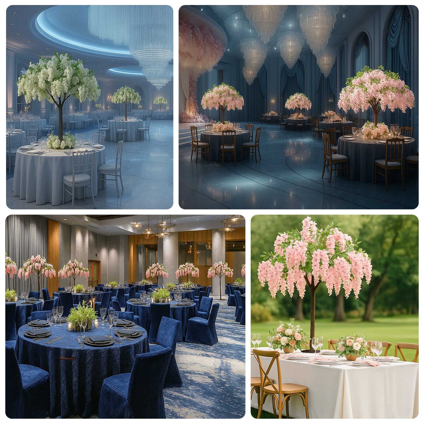 5ft Freestanding White Wisteria Artificial Tree â€“ Cascading Silk Flower Display for Weddings & Events