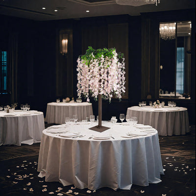 Blush Artificial Wisteria Tree â€“ 4ft Cascading Silk Flowers with Natural Trunk for Weddings, Receptions & Event Centerpieces