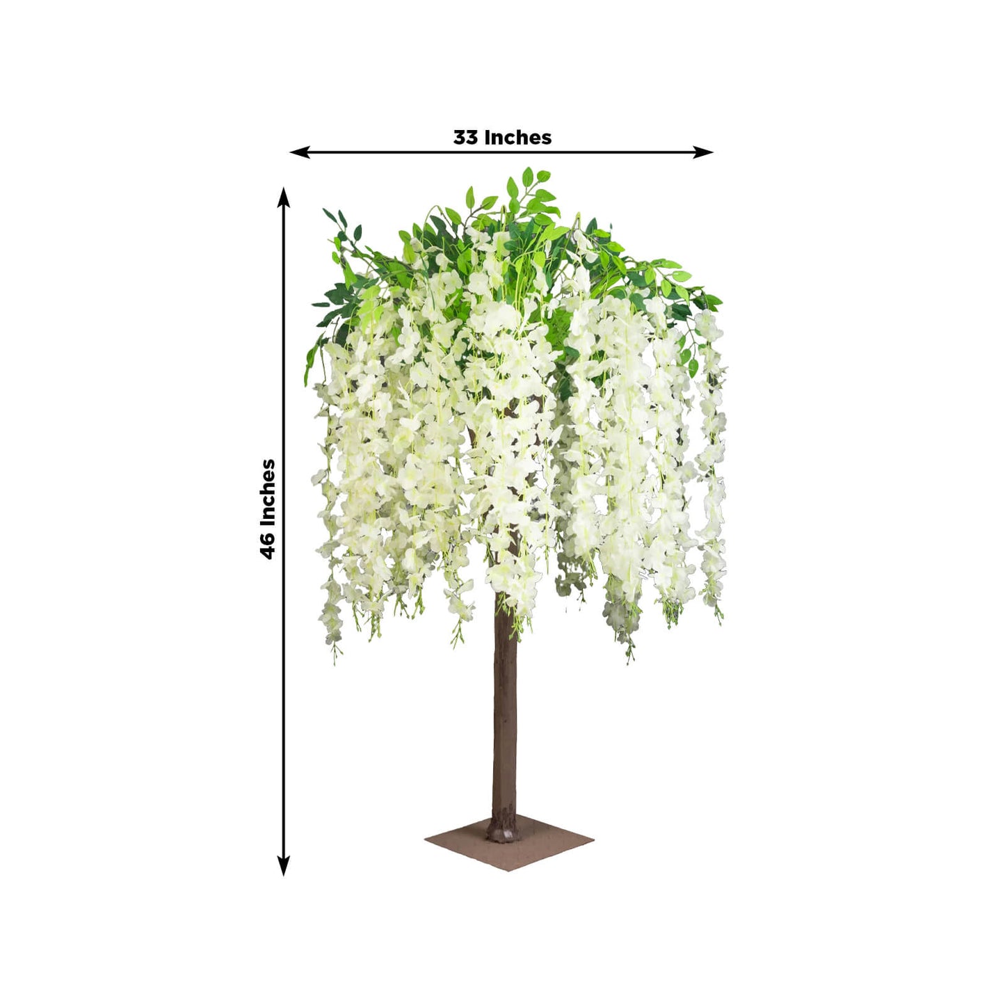 Cream Artificial Wisteria Tree â€“ 4ft Cascading Silk Flowers with Natural Trunk for Weddings, Receptions & Event Centerpieces