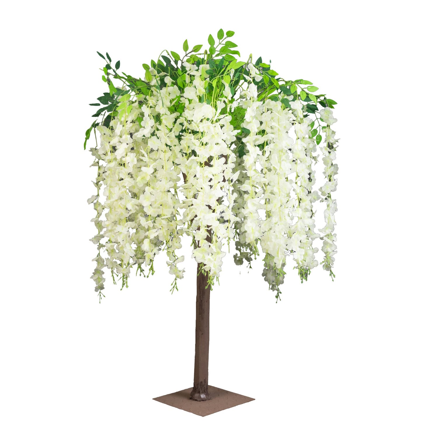 Cream Artificial Wisteria Tree â€“ 4ft Cascading Silk Flowers with Natural Trunk for Weddings, Receptions & Event Centerpieces